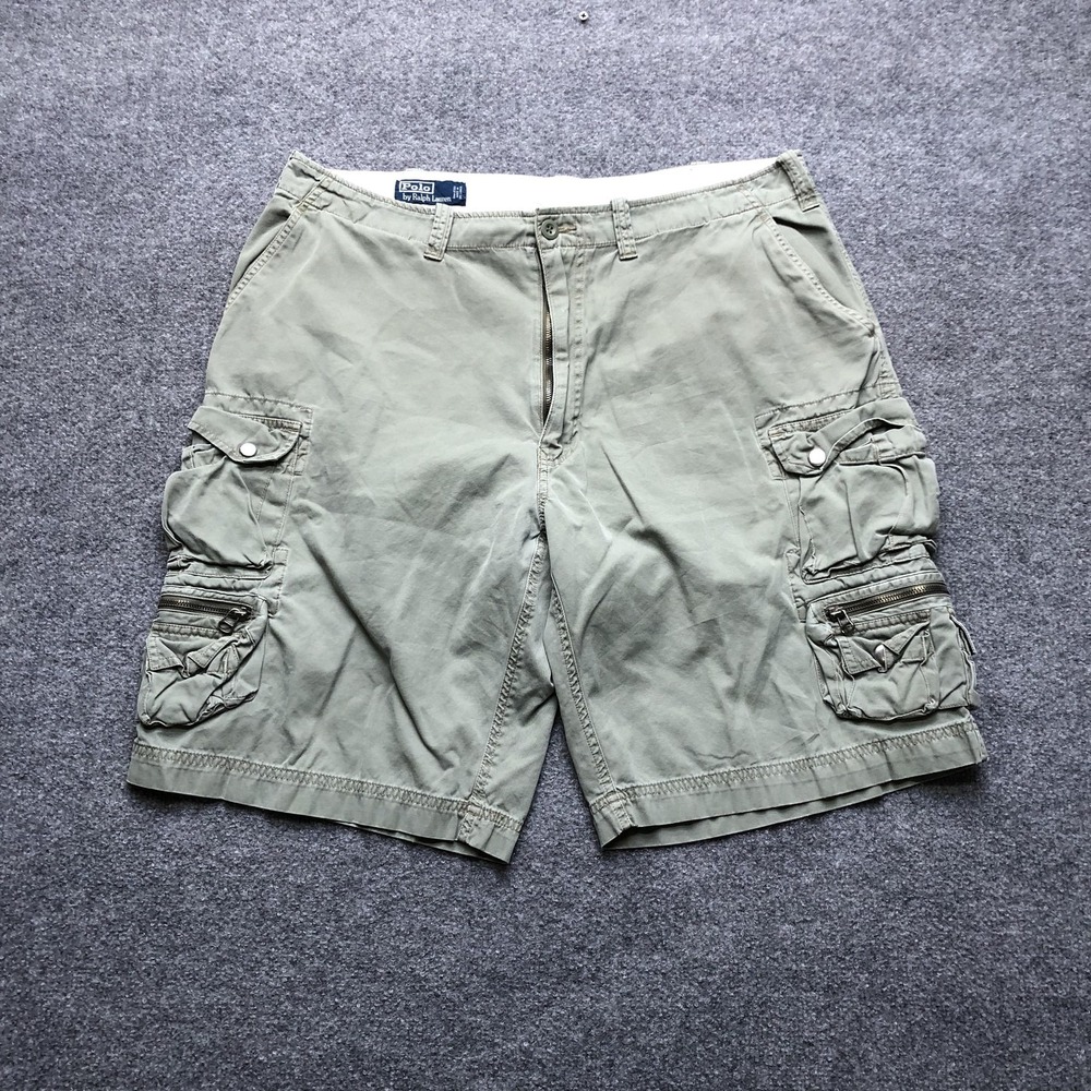 Polo Ralph Lauren Cargo Shorts Mens 38 Green Canvas Multi Pocket 11 Inseam
